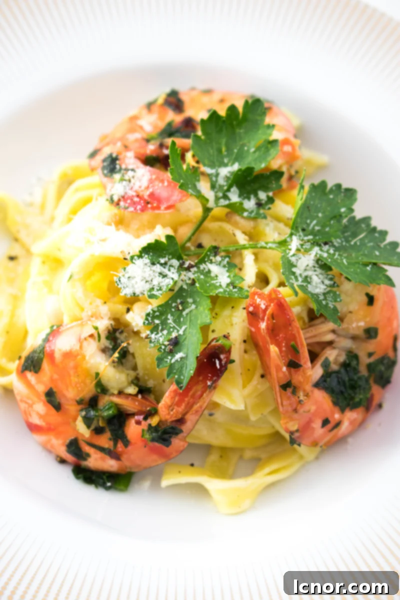 Shrimp Fettuccine Alfredo #fettuccinealfredo #pastarecipes #easydinners #shrimprecipe - ahedgehoginthekitchen.com
