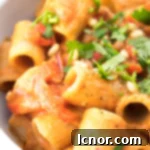 Creamy vegan tomato sauce with cashew nuts for pasta