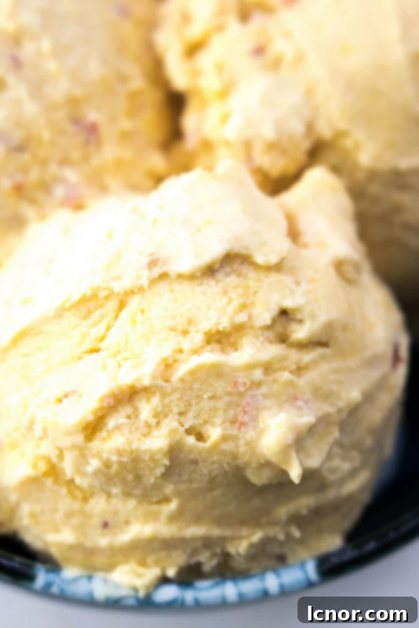 Homemade peach ice cream
