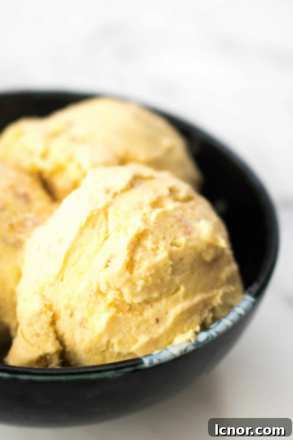 Homemade peach ice cream