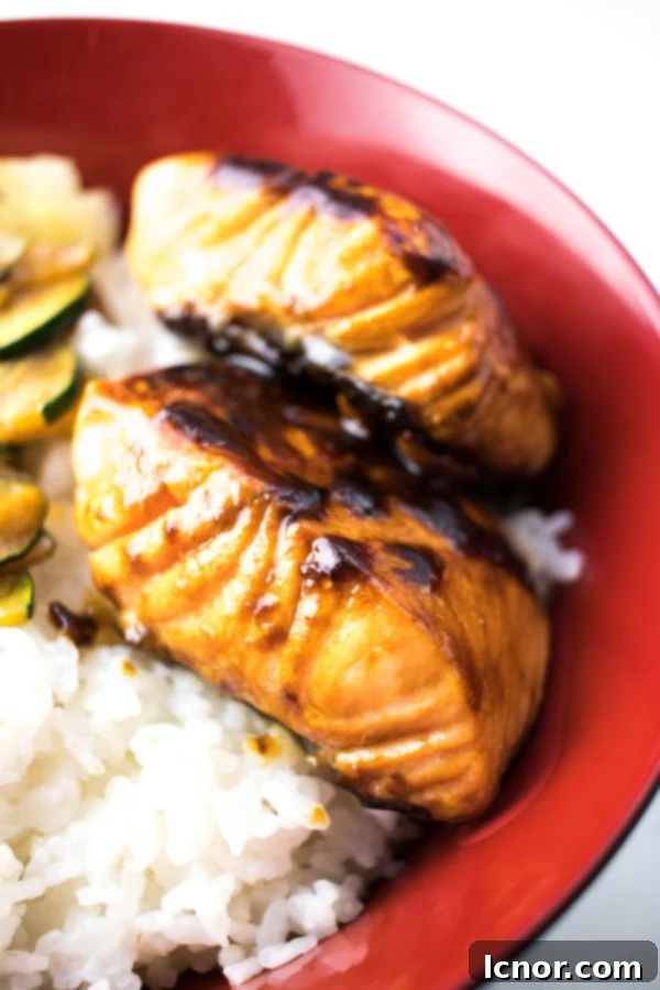 Japanese salmon rice bowl with fresh ingredients