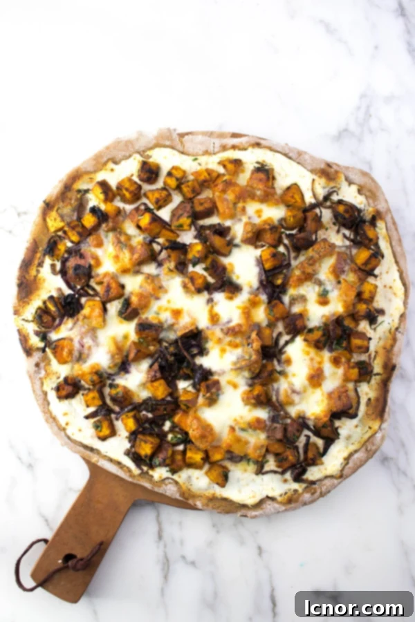 Roasted Sweet Potato Pizza 2 Vegetarian Sweet Potato Pizza with fresh ingredients
