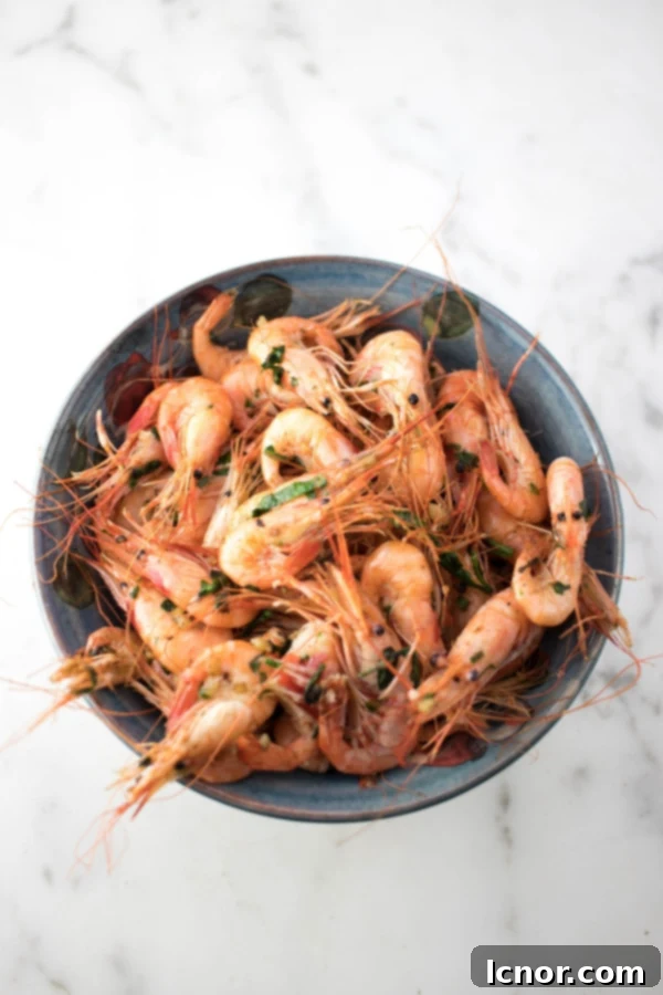A glass of white wine perfectly paired with a plate of garlic shrimp