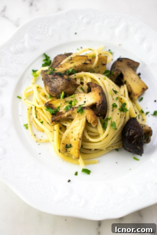 Serving Porcini Mushroom Pasta