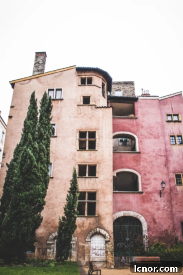 Pink buildings in Lyon beautiful Lyonnais architecture, Lyon itinerary