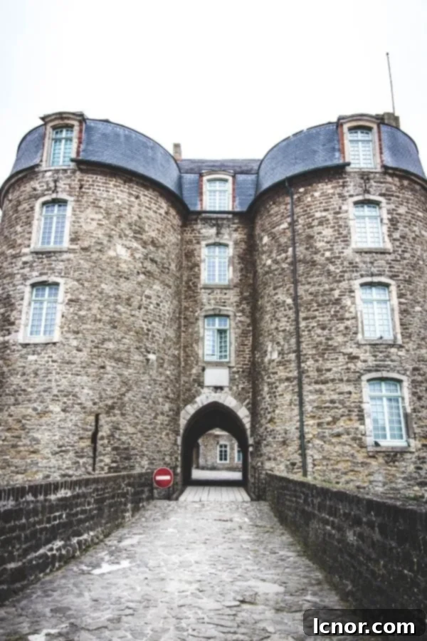 old dark brick chateau in Northern France