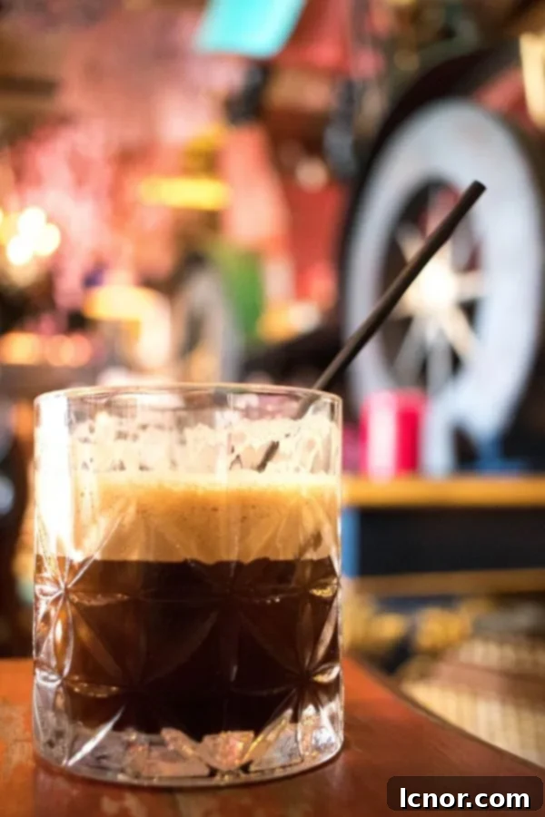 Espresso Freddo served in a beautiful tall crystal glass, perfectly chilled for the Greek weather.