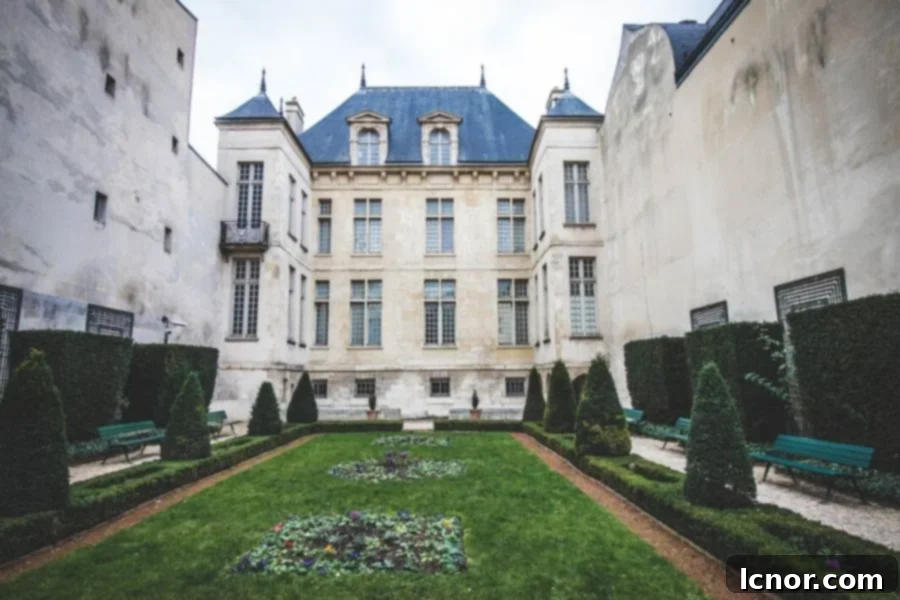the back of the Cognac Jay Museum and a long garden