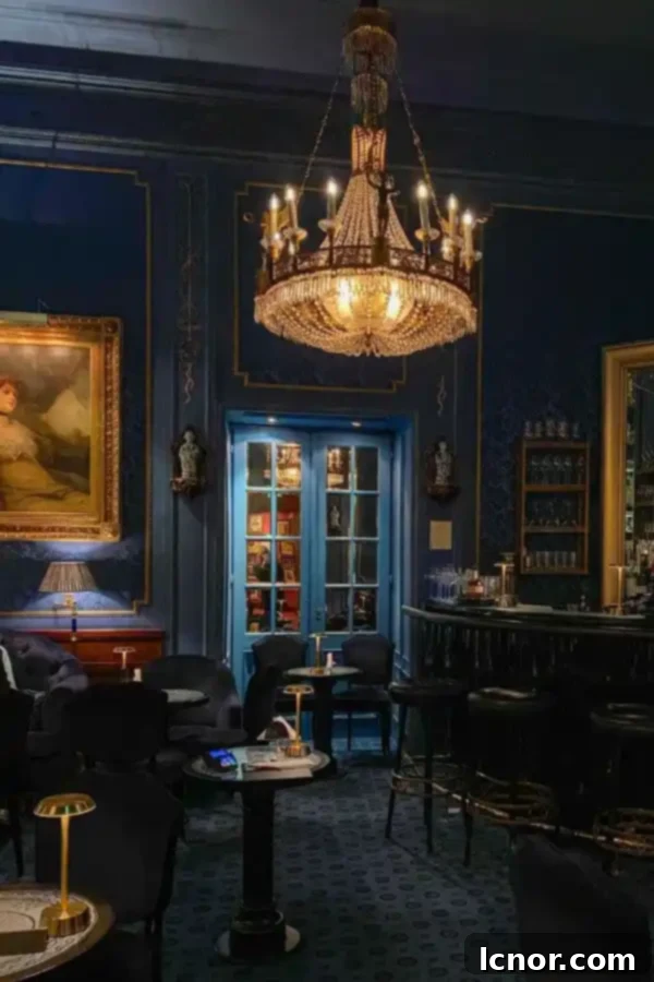 blue interiors inside Blaue Bar Vienna Austria